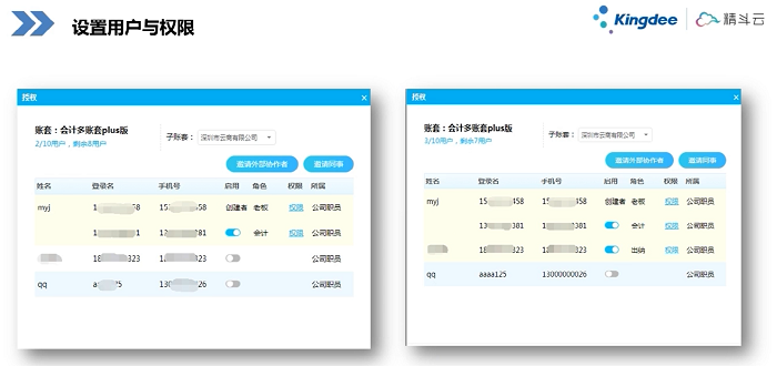 金蝶精斗云云会计财务软件设置用户与权限操作方法步骤