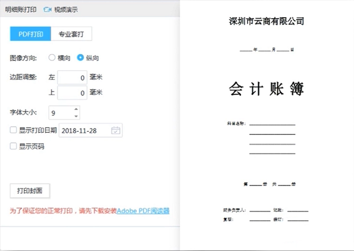 云会计PDF打印页面