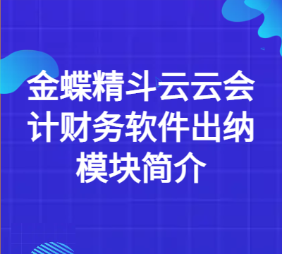 金蝶精斗云云会计财务软件出纳模块简介