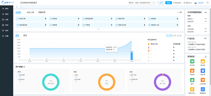 金蝶精斗云云进销存软件界面