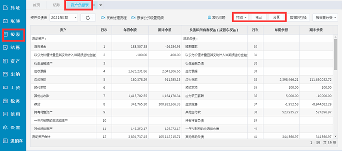 精斗云云会计资产负债表查询