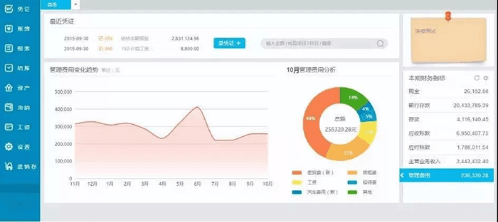 金蝶云会计软件主界面