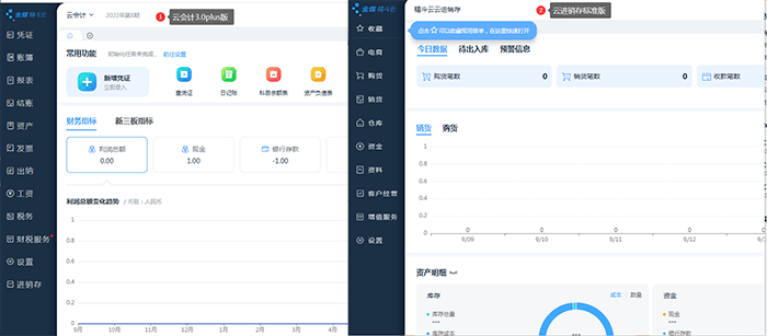 金蝶精斗云数据页面